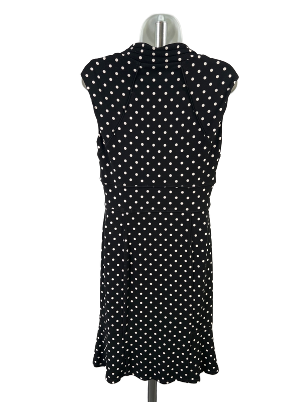 White House Black Market Women's Black Polka Dot Square Neck Midi Dress - 8 image 2