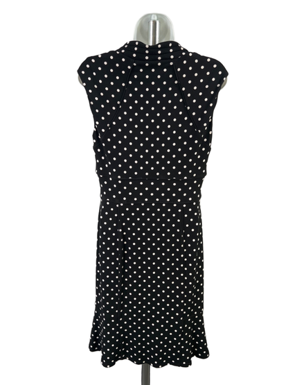 White House Black Market Women's Black Polka Dot Square Neck Midi Dress - 8 image 2