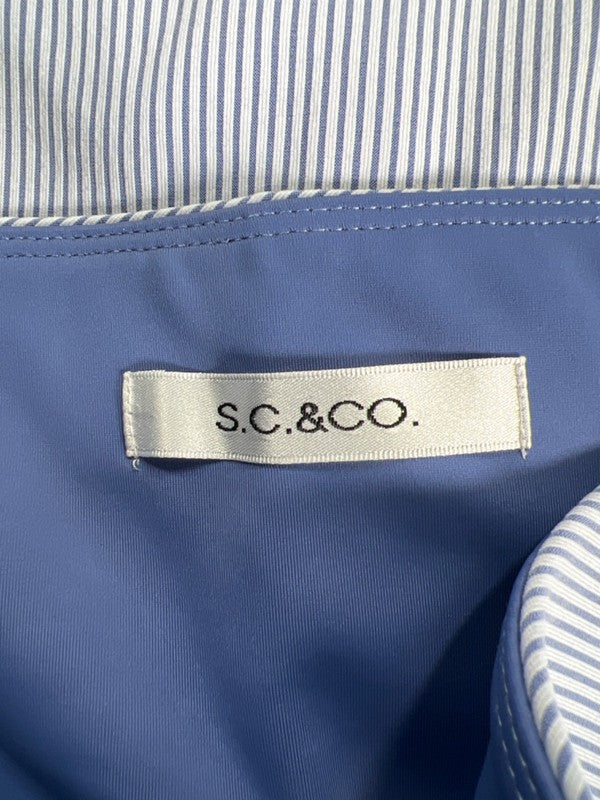 SC & Co Women's White/Blue Striped Lined Pull On Mini Skort - S image 3