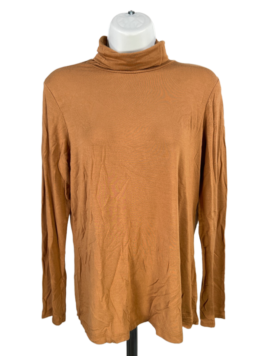 Tahari Women's Tan Long Sleeve Turtleneck Shirt - M