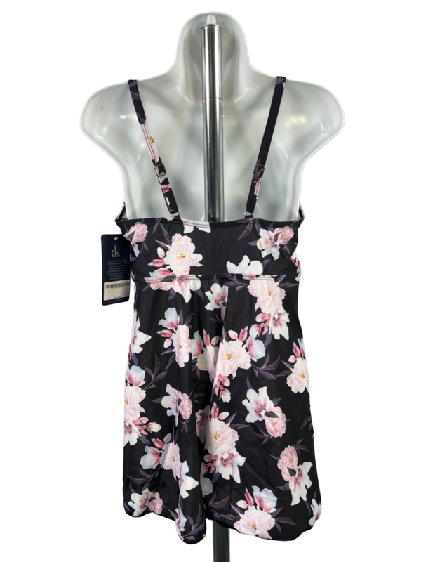 Anna-Kaci California Women's Black/Pink Floral Padded Tankini Swimsuit Top - XL image 2