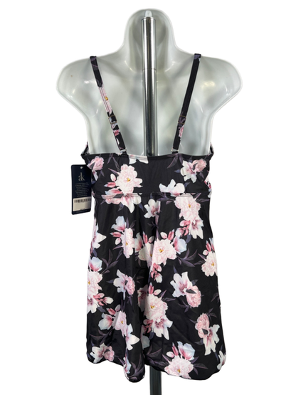 Anna-Kaci California Women's Black/Pink Floral Padded Tankini Swimsuit Top - XL image 2