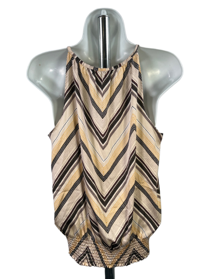 White House Black Market Women's Beige/Yellow Sleeveless Blouse - 4 image 2