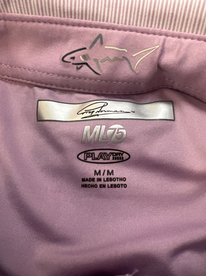 Greg Norman Men's Purple Striped Short Sleeve ML75 Golf Polo Shirt - M image 3