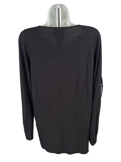 Lysse Women's Black Long Slit Tie Sleeve Blouse - XS image 2