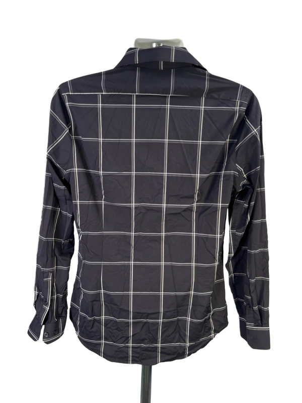 Express Men's Blue Plaid Long Sleeve Performance Slim Button Up Shirt - M image 2
