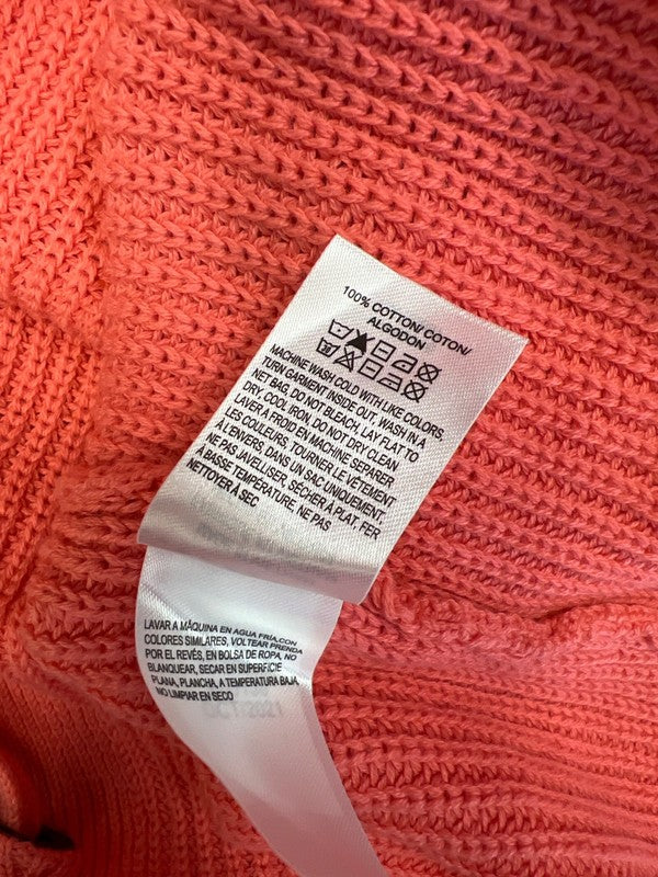 Lucky Brand Women’s Bright Pink Lace Up Back Long Sleeve Knit Sweater - S image 4