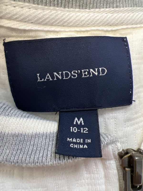 Lands End Women's White/Gray Long Sleeve Full Zip Sweatshirt Jacket - M image 3