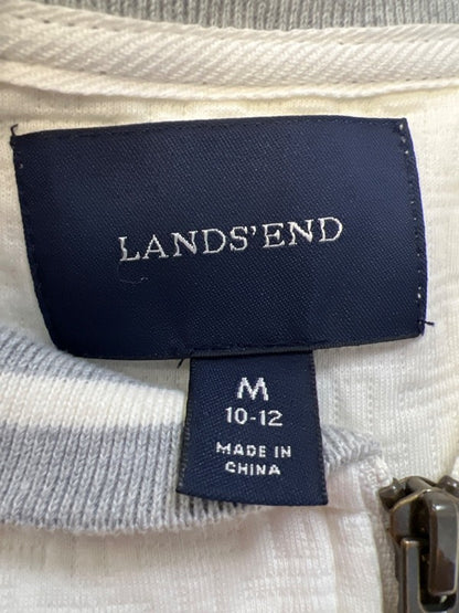 Lands End Women's White/Gray Long Sleeve Full Zip Sweatshirt Jacket - M image 3