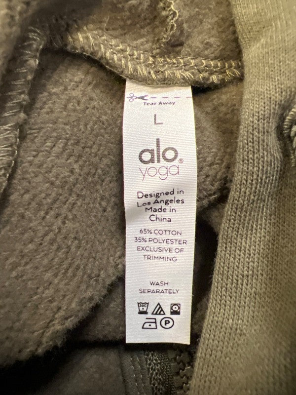 Alo Yoga Women's Olive Green Hype Full Zip Hoodie Sweatshirt - L image 3