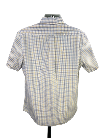 IZOD Men's Blue/Yellow Plaid Short Sleeve Button Up Shirt - L image 2