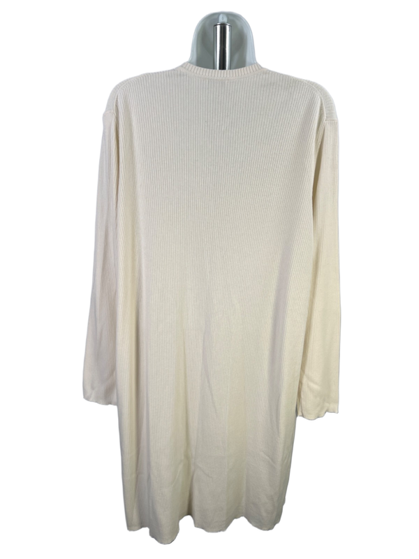 J Jill Women's White/Ivory Ribbed Three-Button Long Sleeve Duster Cardigan - XL image 2