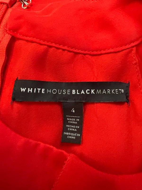 White House Black Market Women's Red Ruffle Detail Sleeveless Tiered Blouse - 4 image 3