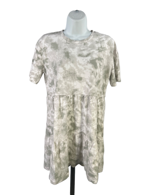 Abercrombie & Fitch Women's Green/White Tie-Dye Short Sleeve Mini Dress - XS