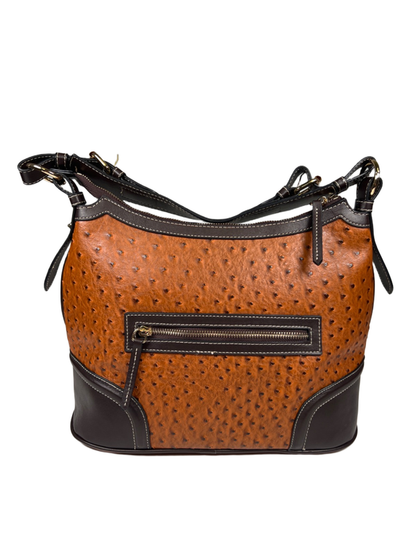 Dooney and Bourke Women's Brown Ostrich Embossed Hobo Shoulder Bag Purse image 4
