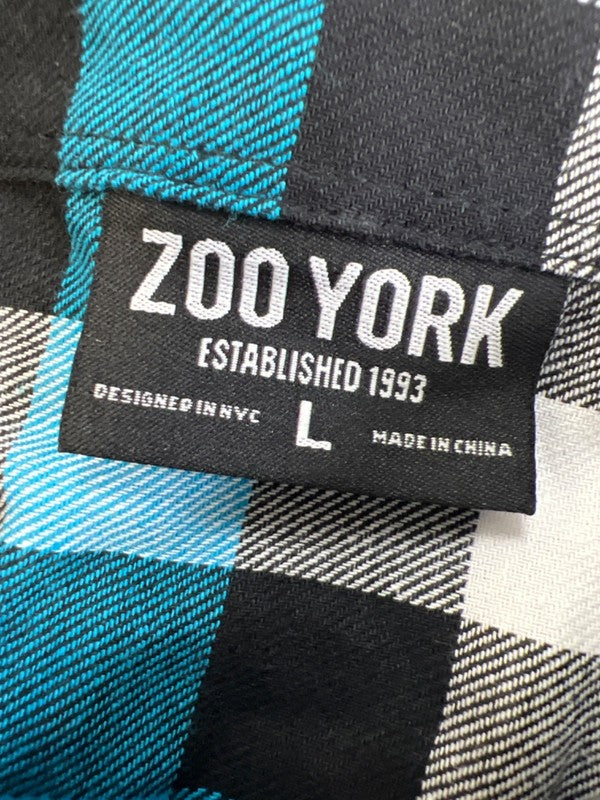 Zoo York Men's Purple/Blue Plaid Long Sleeve Button Up Flannel Shirt - L image 3