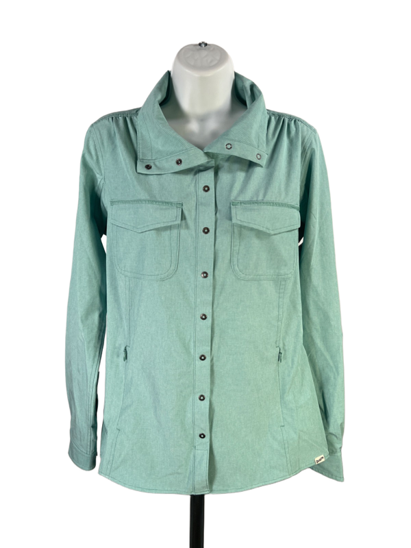 Duluth Trading Women's Green Sol Survivor Sun Protection Snap Button Shirt - S