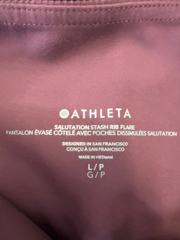 Athleta Women's Purple Ribbed Pull On Flare Athletic Leggings - L image 3