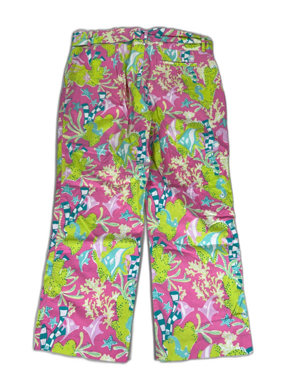 Lilly Pulitzer Women's Pink/Green Tropical Coral Cropped Pants - 8 image 2