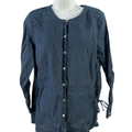 J.Jill Women's Blue Love Linen Button Up Shirt - S Petite