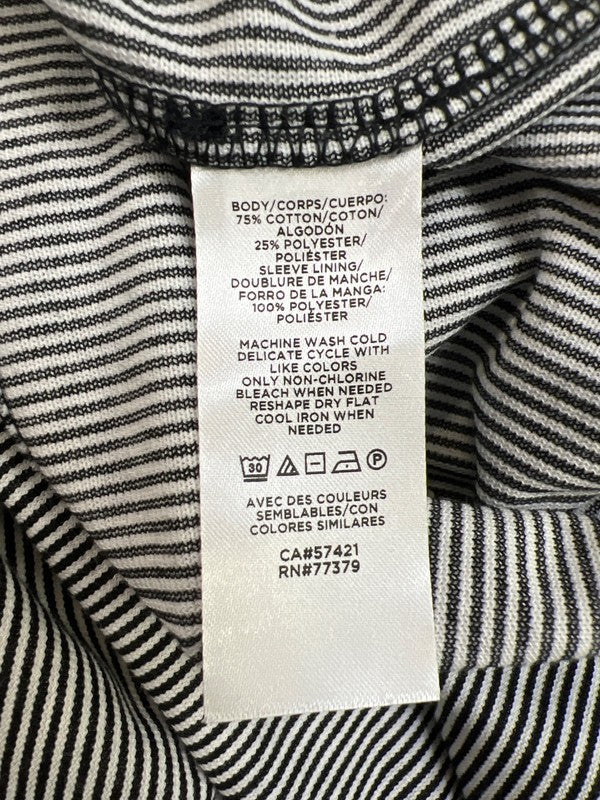 Ann Taylor Women’s Black/White Striped Short Puff Sleeve Blouse - S image 4