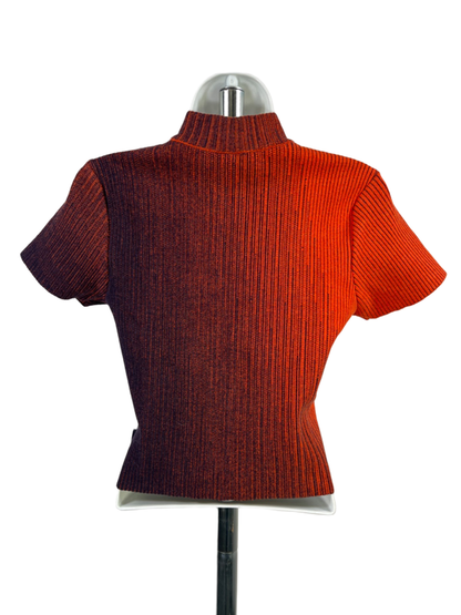 Nike Air Jordan Women's Orange/Blue Knit Full Zip Short Sleeve Top - M image 2