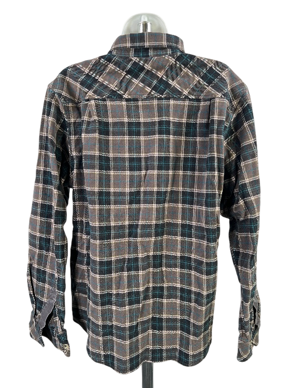 Nike Women's Gray/Blue Plaid Long Sleeve Button Up Flannel Shirt - L image 2