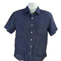 Banana Republic Men's Blue Linen Short Sleeve Button Up Shirt - S