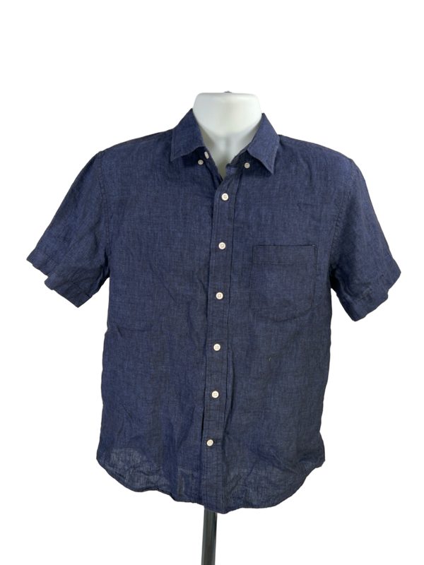 Banana Republic Men's Blue Linen Short Sleeve Button Up Shirt - S