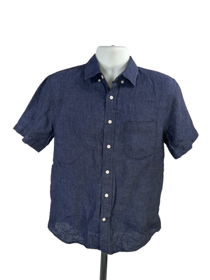 Banana Republic Men's Blue Linen Short Sleeve Button Up Shirt - S
