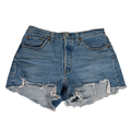 Levi's Women's Medium Wash 501 Original Distressed High Rise Denim Shorts - 28