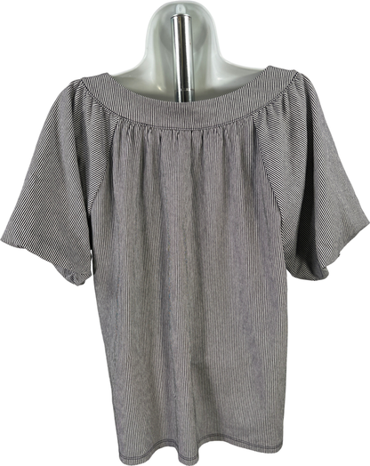 Ann Taylor Women’s Black/White Striped Short Puff Sleeve Blouse - S image 2