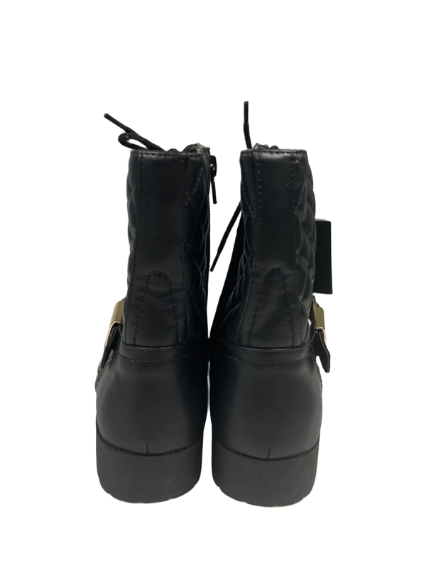 G By Guess Women's Black Quilted Side Zip Moto Combat Boots - 10 image 4