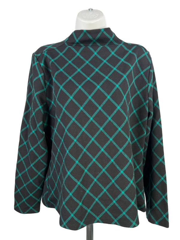 Ann Taylor Women's Black/Green Mock Neck Long Sleeve Sweater - L