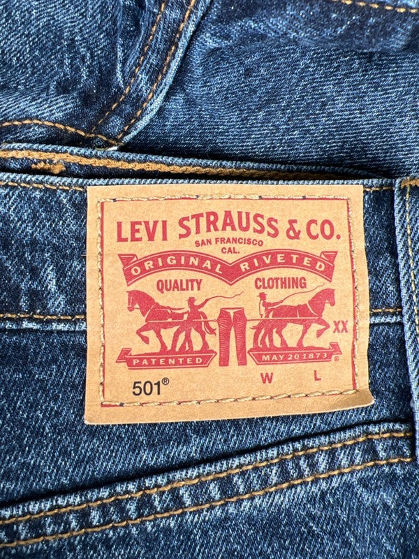 Levi's Women's Dark Wash 501 Original Distressed High Rise Denim Jeans - 28 image 3