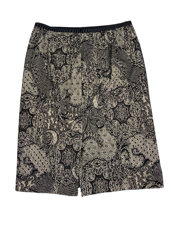 Ann Taylor Women's Black/Beige Lace Lined  A-Line Skirt - 6