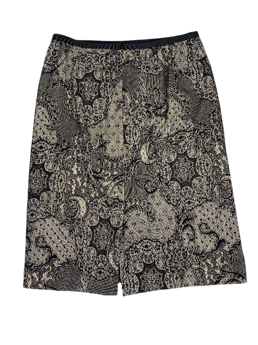 Ann Taylor Women's Black/Beige Lace Lined  A-Line Skirt - 6