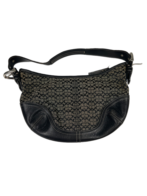 Coach Women's Black/Tan Leather Canvas Jacquard Mini Soho Hobo Shoulder Purse
