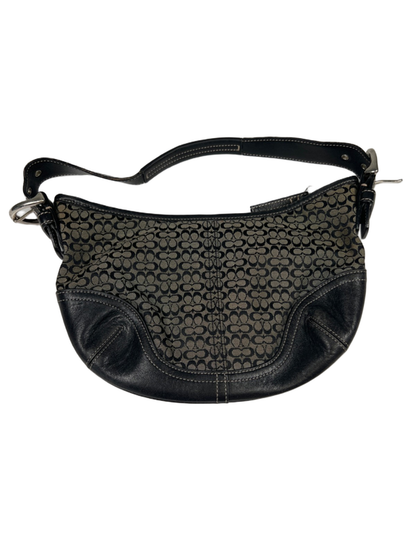 Coach Women's Black/Tan Leather Canvas Jacquard Mini Soho Hobo Shoulder Purse