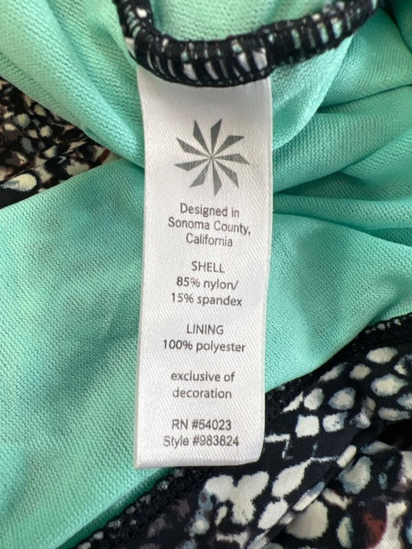 Athleta Women's Black/Teal Aqualuxe Snake Print Tankini Swimsuit Top - L image 4