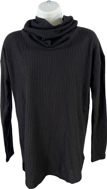 LOFT Women’s Black Long Sleeve Waffle Knit Cowl Neck Sweater - XS