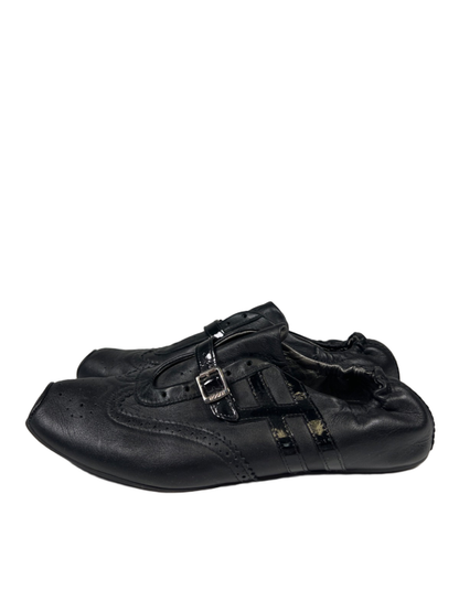 Hogan Women's Black Leather Square Toe Buckle Strap Flat Shoes - 38/US 7 image 5