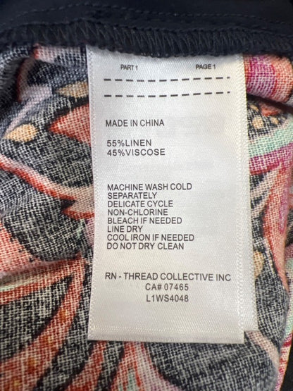 Laundry by Shelli Segal Womens Blue Floral Linen Blend Wide Cropped Leg Pants -L image 4
