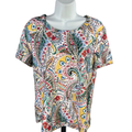 Chico's Women's Multicolor Paisley Short Sleeve Tee Shirt - 0/US S