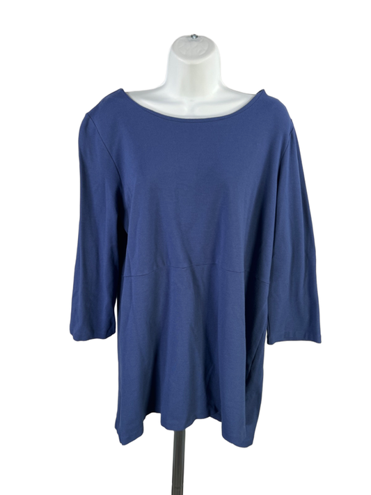 J.Jill Women's Blue 3/4 Sleeve Ponte Tunic Shirt - L
