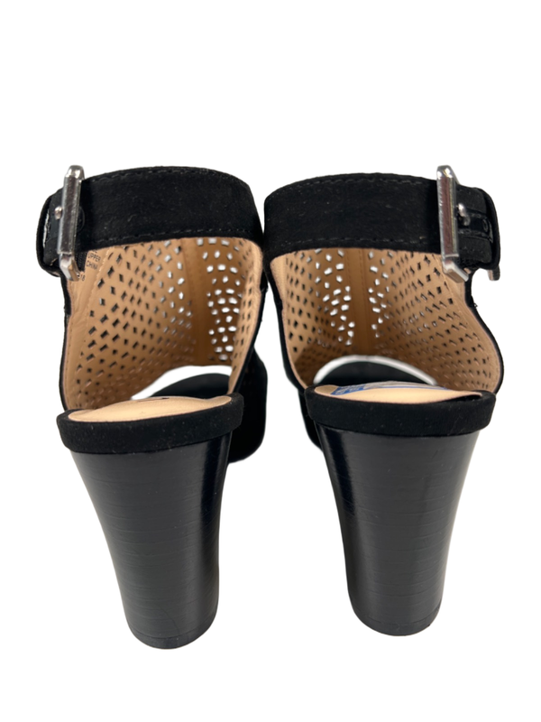 Unisa Women's Black Pryce Geometric Cut-Out Peep Toe Ankle Heel Sandals - 6.5 image 4