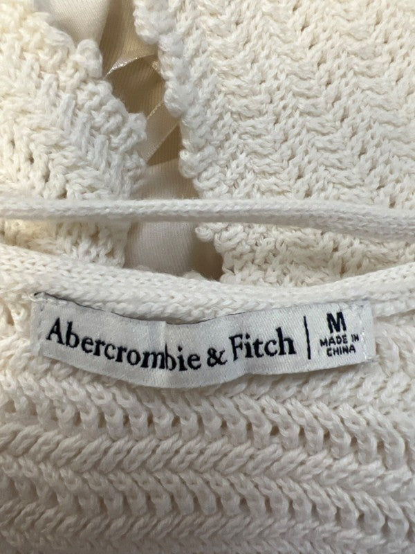 Abercrombie & Fitch Women's White Crochet Cami Strap Tie Back Sleeveless Top - M image 3