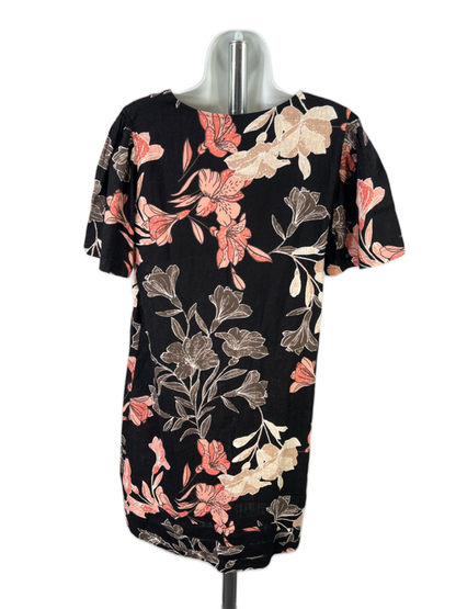 Nicole Miller Women's Black Floral Short Sleeve Shirt Dress - M image 2