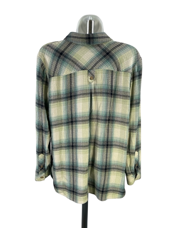 J.Jill Women's Blue Plaid Long Sleeve Button Up Shirt - S Petite image 2