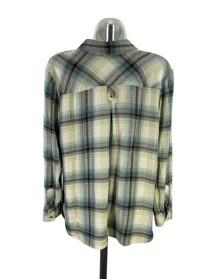 J.Jill Women's Blue Plaid Long Sleeve Button Up Shirt - S Petite image 2